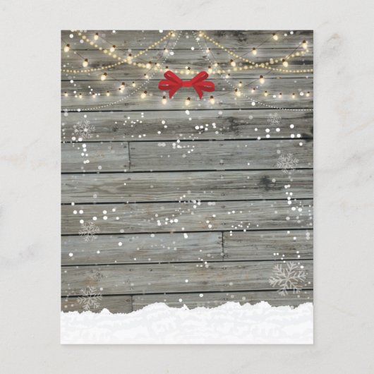 Papier Rustique Bois hiver Neige Noël Invitation (Dos)