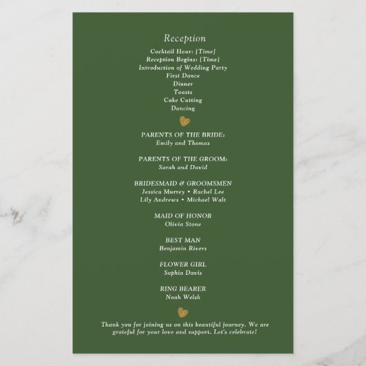 Papier Rustique Botanique Vert & Or Mariage Foliage (Dos)