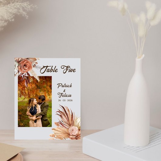 Papier Rustique Brown Mariage photo Numéro de tableau Mod