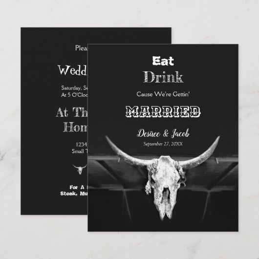 Papier Rustique Budget Black Eat Drink Married Bull Skull (Devant / Derrière)
