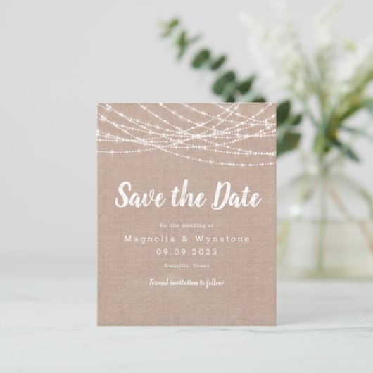 Papier Rustique Burlap String éclats mariage Enregistrer (Debout devant)