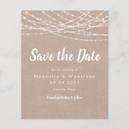 Papier Rustique Burlap String éclats mariage Enregistrer (Devant)