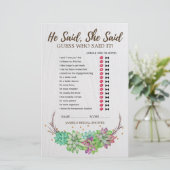 Papier Rustique Floral Succulent Mariage Word Recherche J (Debout devant)