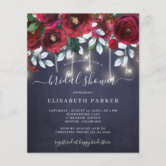 Papier Rustique hiver budget nuptiale invitation douche n (Devant)