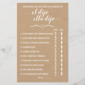 Papier Rustique Il dit qu'elle dit douche jeu bilingue (Dos)