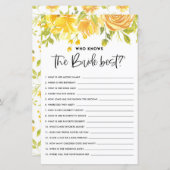 Papier Rustique Jaune Floral Whi connaît la mariée meille (Devant / Derrière)