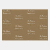 Papier Rustique Kraft Blanc Nom de famille Noël (Devant 3)