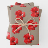 Papier Rustique Kraft Bureaux Et Fleurs Rouges (En situation)