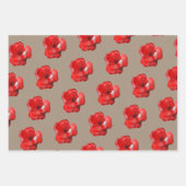 Papier Rustique Kraft Bureaux Et Fleurs Rouges (Devant)