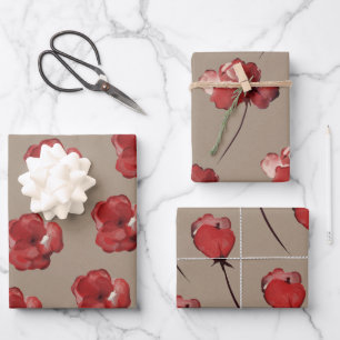 Papier Rustique Kraft Carmine Boutons rouges Bloss