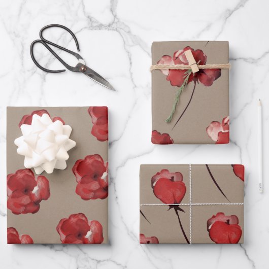 Papier Rustique Kraft Carmine Boutons rouges Bloss (Recto)