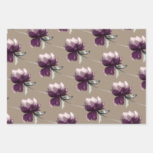 Papier Rustique Kraft Fleurs Rouges Dusty Sur Pied (Devant 3)