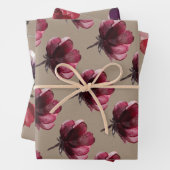 Papier Rustique Kraft Fleurs Rouges Dusty Sur Pied (En situation)