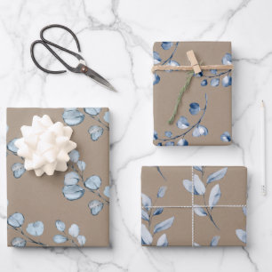 Papier Rustique Kraft Sprigs Eucalyptus Bleus