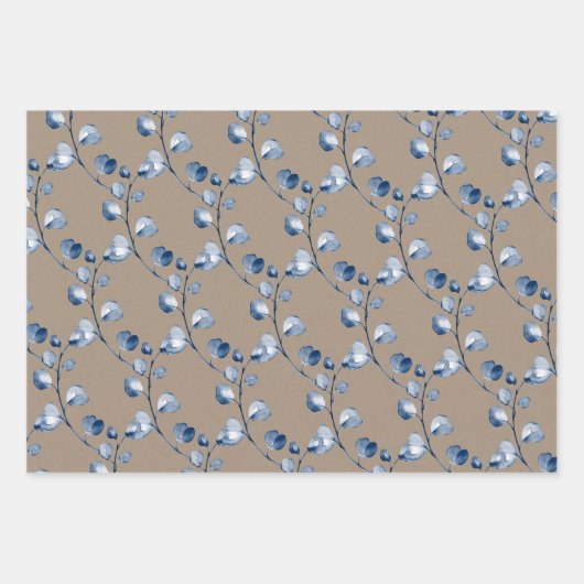 Papier Rustique Kraft Sprigs Eucalyptus Bleus 2 (Devant 2)