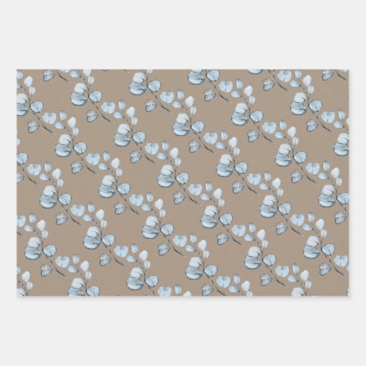 Papier Rustique Kraft Sprigs Eucalyptus Bleus 2 (Devant)