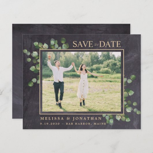 Papier Rustique Mariage Photo QR Code Enregistrer la date (Devant / Derrière)