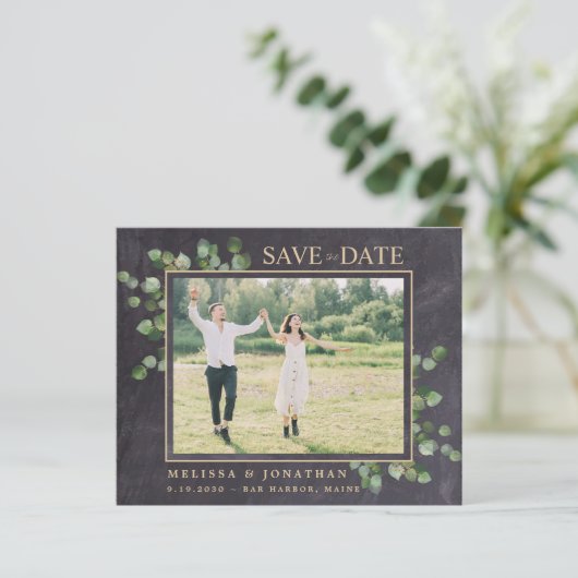 Papier Rustique Mariage Photo QR Code Enregistrer la date (Debout devant)