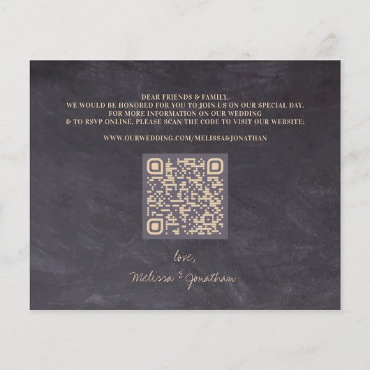 Papier Rustique Mariage Photo QR Code Enregistrer la date (Dos)