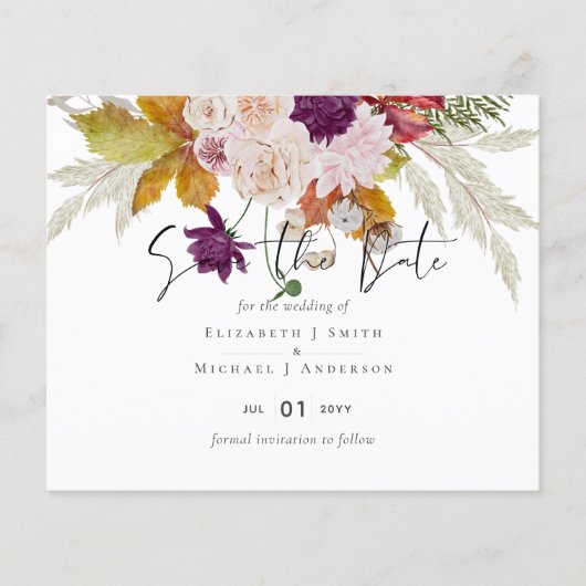 Papier Rustique Maroon Ginger Blush Wedding Enregistrer l (Devant)