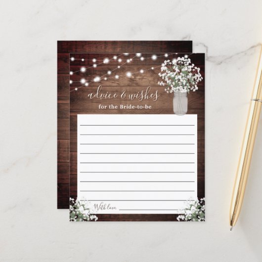 Papier Rustique Mason Jar Vase Lumières Conseil Mariage (Devant/Arrière en situation)