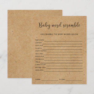 Papier Rustique - Mots mêlés bébé Jeu de Baby Shower