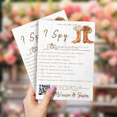 Papier Rustique Pays Boots "I Spy" Jeu Mariage