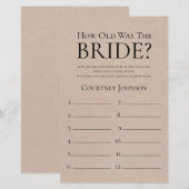Papier Rustique Quel âge avait la mariée ? Jeu de fête pr (Devant / Derrière)