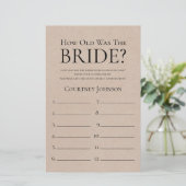 Papier Rustique Quel âge avait la mariée Jeu de fête prén (Debout devant)
