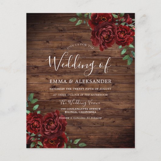 Papier Rustique Romantique Rose Rouge Rustique Invitation (Devant)