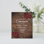 Papier Rustique romantique Rouge Rose Quinceanera Invitat (Debout devant)