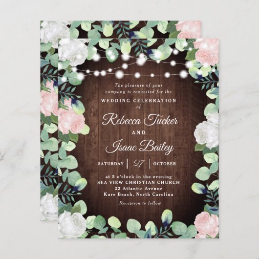 Papier Rustique rose rose rose rose pâle Faire-part de ma (Devant / Derrière)