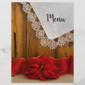 Papier Rustique Rouge Poinsettia Pays Mariage d'hiver Men (Devant)