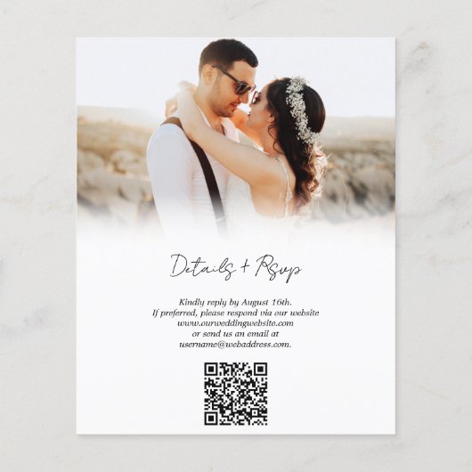 Papier Rustique Sage Green Photo Budget Mariage QR Code (Dos)