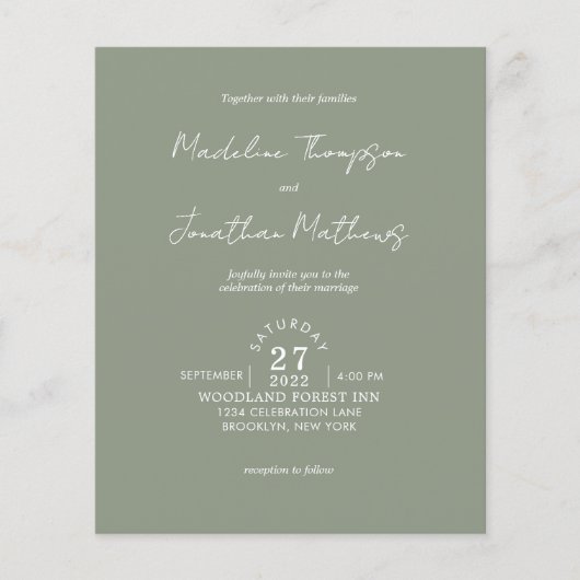 Papier Rustique Sage Green Photo Budget Mariage QR Code (Devant)
