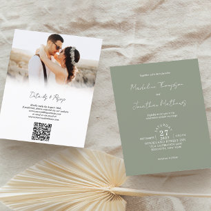 Papier Rustique Sage Green Photo Budget Mariage QR Code