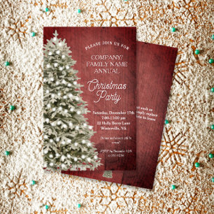 Papier Rustique sapin de Noël Red Company Party Invitatio