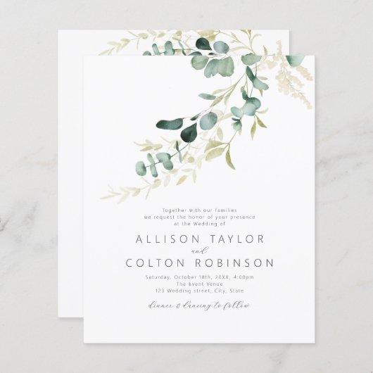 Papier Rustique sauge budget vert tout en un mariage (Devant / Derrière)
