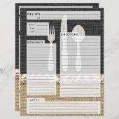 Papier Rustlic Pays Burlap Recette Insertion (Devant / Derrière)