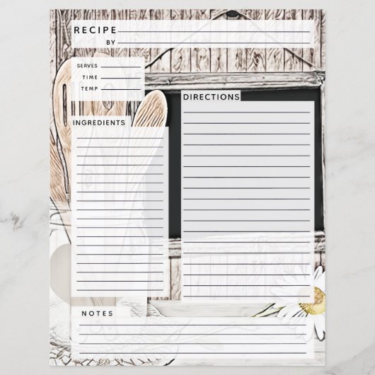 Papier Rustlic Pays Burlap Recette Insertion (Devant)