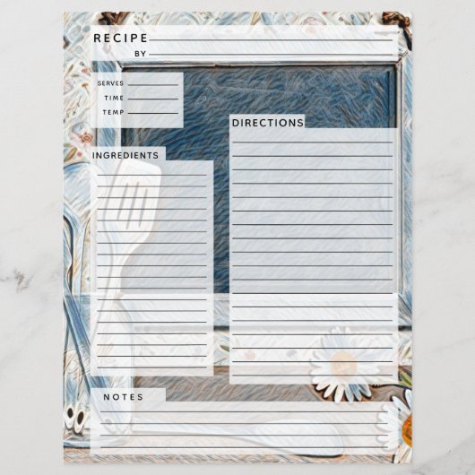 Papier Rustlic Pays Burlap Recette Insertion (Devant)