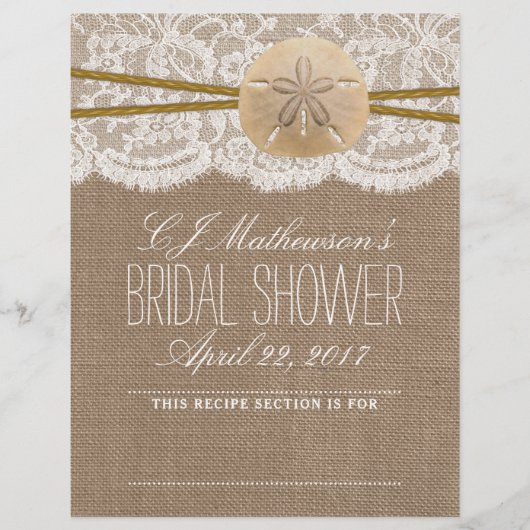 Papier Sable Dollar Fête des mariées Plage Recette Divide (Devant)