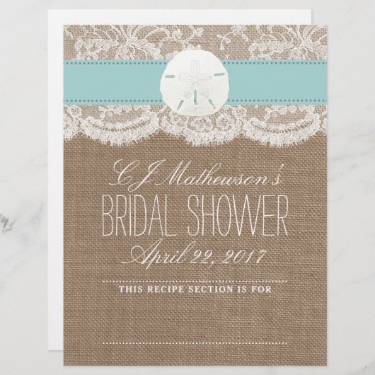 Papier Sable Dollar Fête des mariées Plage Recette Divide (Devant / Derrière)