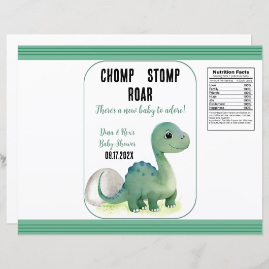 Papier Sac à chip rôti vert Dinosaure à la compe (Devant / Derrière)