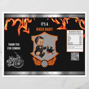 Papier Sac à puces de bébé motard orange noir