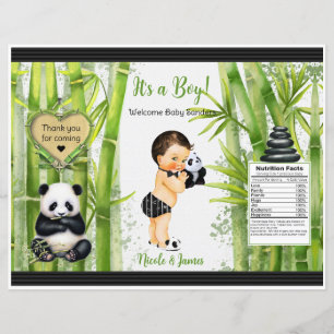 Papier Sac à puces Thème Bébé Garçon Panda Bambou