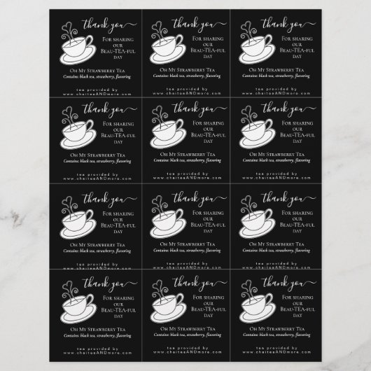 Papier Sac à thé Mariage noir et blanc do-it-yourself (Dos)