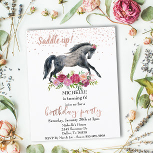Papier Saddup Cheval Anniversaire fête rose Budget