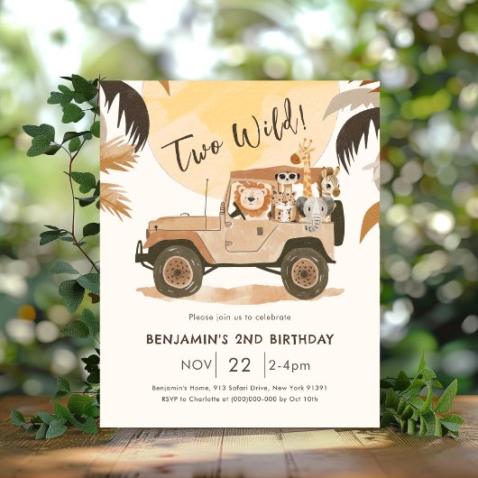 Papier Safari Animal 2e anniversaire Invitation Budget