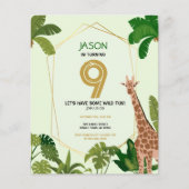 Papier Safari Animal Giraffe Budget Anniversaire Invitati (Devant)